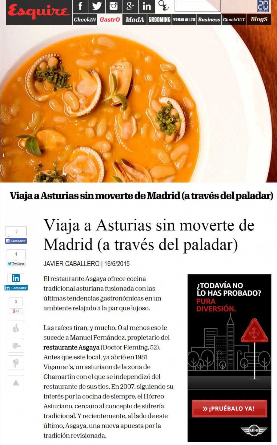 Esquire, viaje a Asturias sin moverte de Madrid